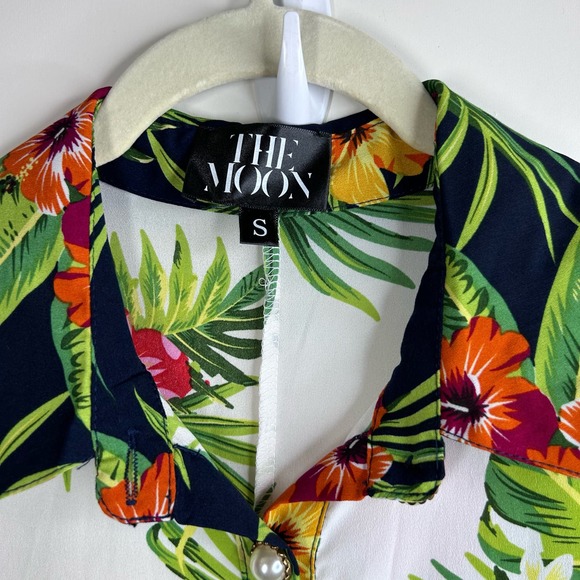 The Moon Retro 70's Boho Tropical Vacation Hawaiian Pearl Button Up Maxi Dress S - Picture 3 of 16